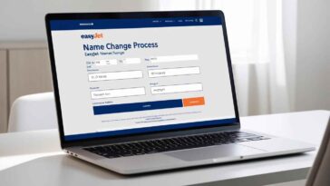 create a image of EasyJet Name Change Process in laptop 1